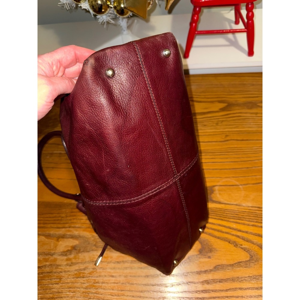 Tods Burgundy Leather Satchel Handbag Made in Italy Oxblood‎ Tote Bag - Picture 5 of 14